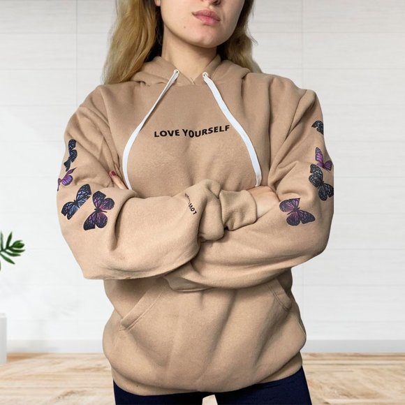 Sweaters - LOVE YOURSELF HOODIE (NUDE)